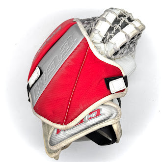 CCM Extreme Flex 5 - Used Pro Stock Goalie Glove (White/Red/Silver)