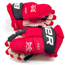 Bauer Vapor 1X Pro - Gant de hockey professionnel d'occasion de la LNH - Valentin Zykov (rouge/noir)
