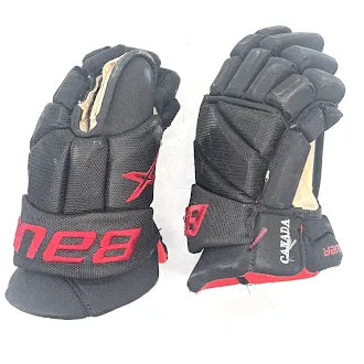 Bauer Vapor Hyperlite - Used Team Canada Pro Stock Hockey Gloves (Black/Red)
