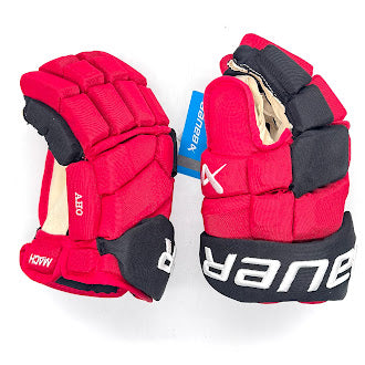 Bauer Supreme Mach - Gants de hockey NHL Pro Stock - Sebastian Aho (rouge/noir)