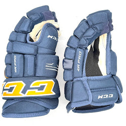 CCM 4 Roll Pro - CHL Pro Stock Hockey Gloves (Navy/Yellow)