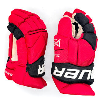 Bauer Vapor 1X Pro - Gant de hockey professionnel d'occasion de la LNH - Valentin Zykov (rouge/noir)