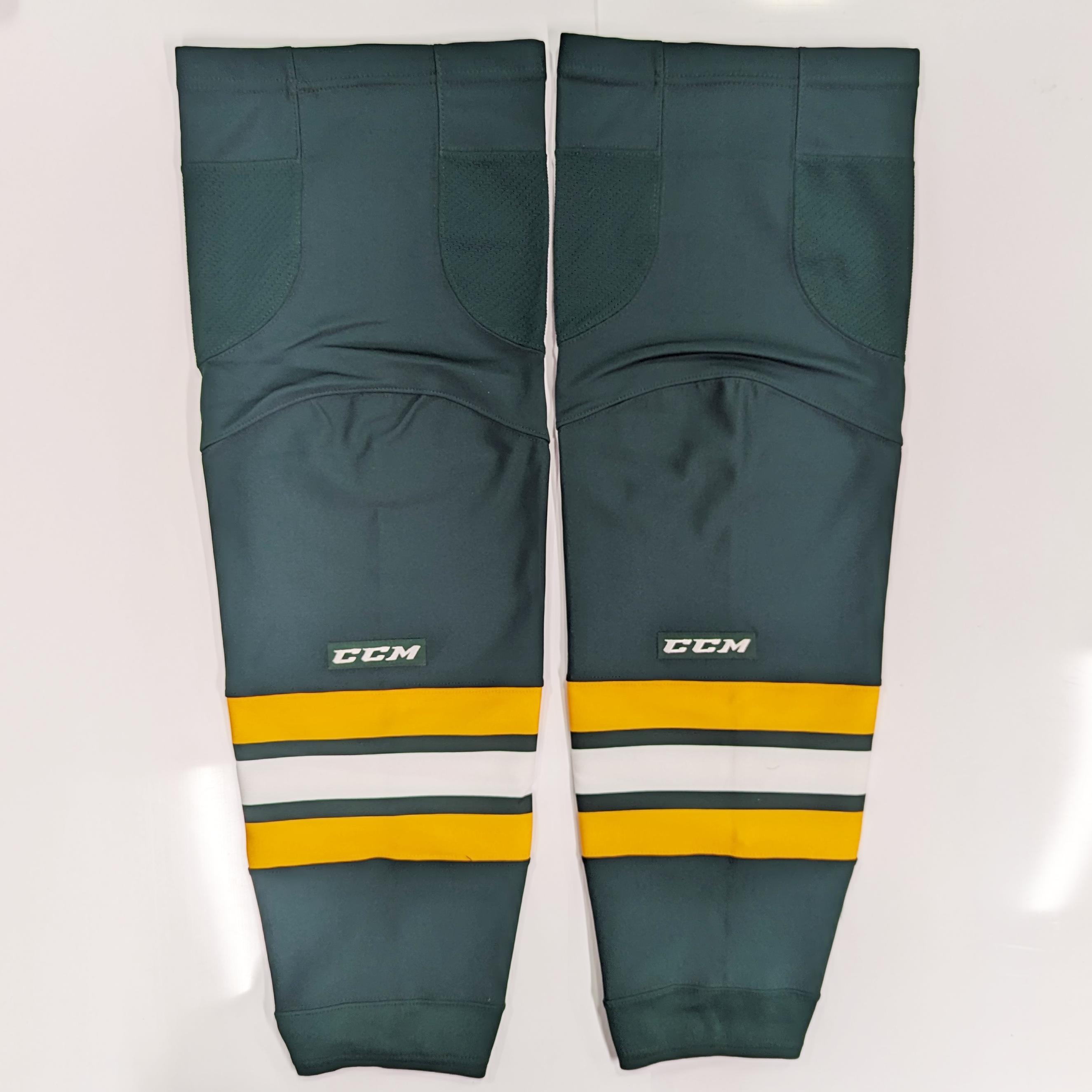 NCAA - Nouvelles chaussettes de hockey CCM (vertes/blanches/jaunes)