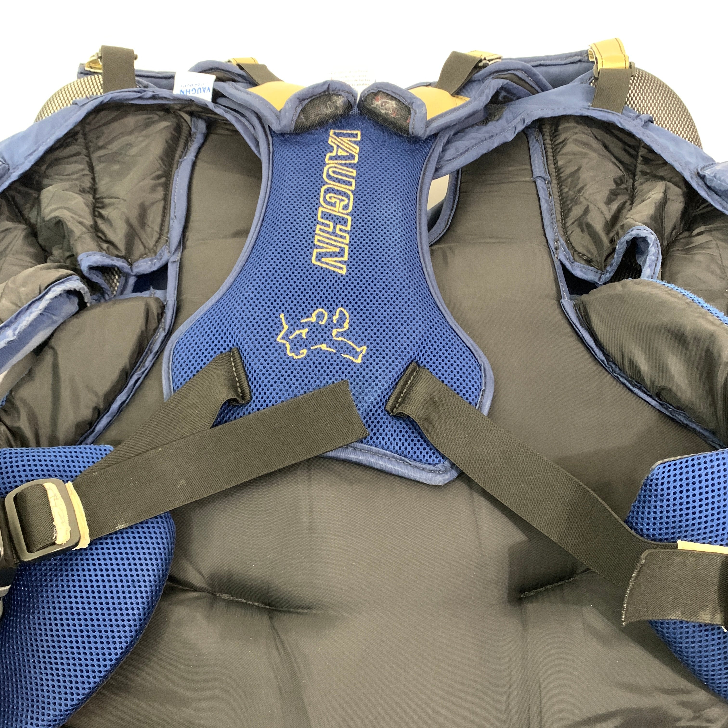 Vaughn V5 7800 - Plastron de gardien de but Pro Stock d'occasion (bleu marine/doré)
