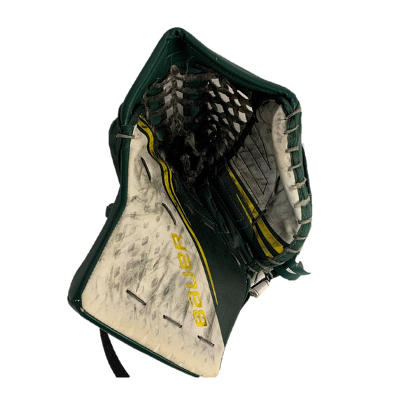 Bauer 2X Pro - Used Pro Stock Goalie Glove - (White/Green/Yellow)