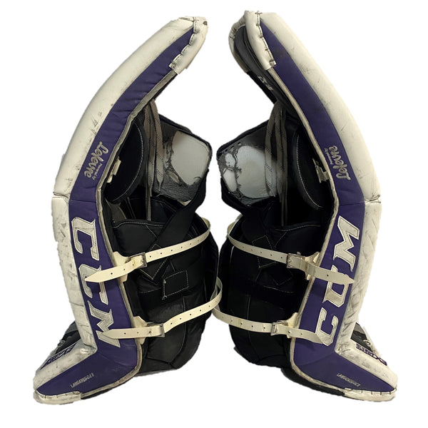 CCM Extreme Flex III - Used Pro Stock Goalie Pads- Full Set (White/Black/Purple)