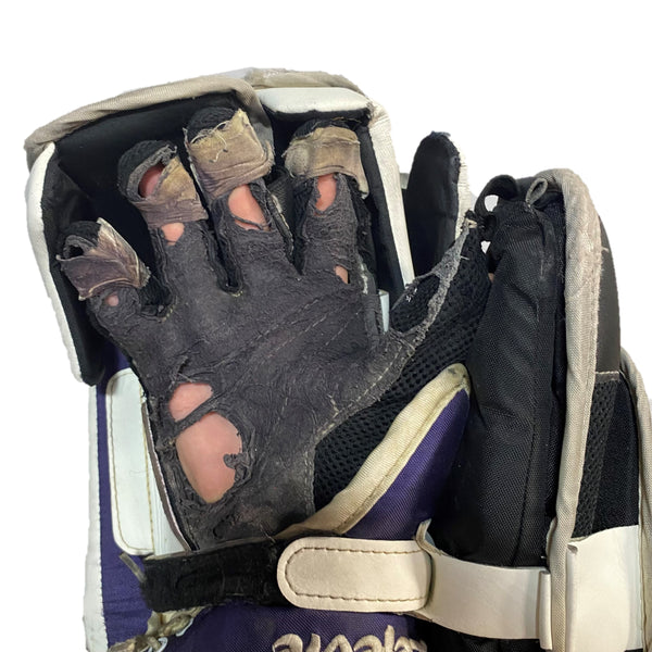 CCM Extreme Flex III - Used Pro Stock Goalie Pads- Full Set (White/Black/Purple)