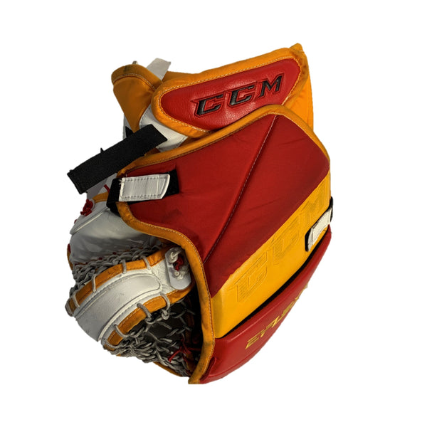 CCM Extreme Flex 5 - Used Pro Stock Goalie Glove - (Red/Yellow/White)