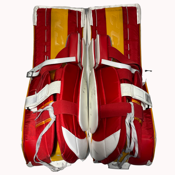 CCM Extreme Flex 6 - Used Pro Stock Goalie Pads (White/Yellow/Red)