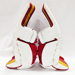 CCM Extreme Flex 6 - Used AHL Pro Stock Goalie Pads (White/Red/Yellow)